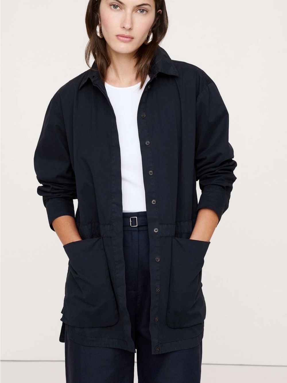 Banana Republic Utility Tunic/Shirt Jacket L Navy Blue